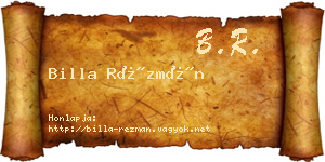 Billa Rézmán névjegykártya